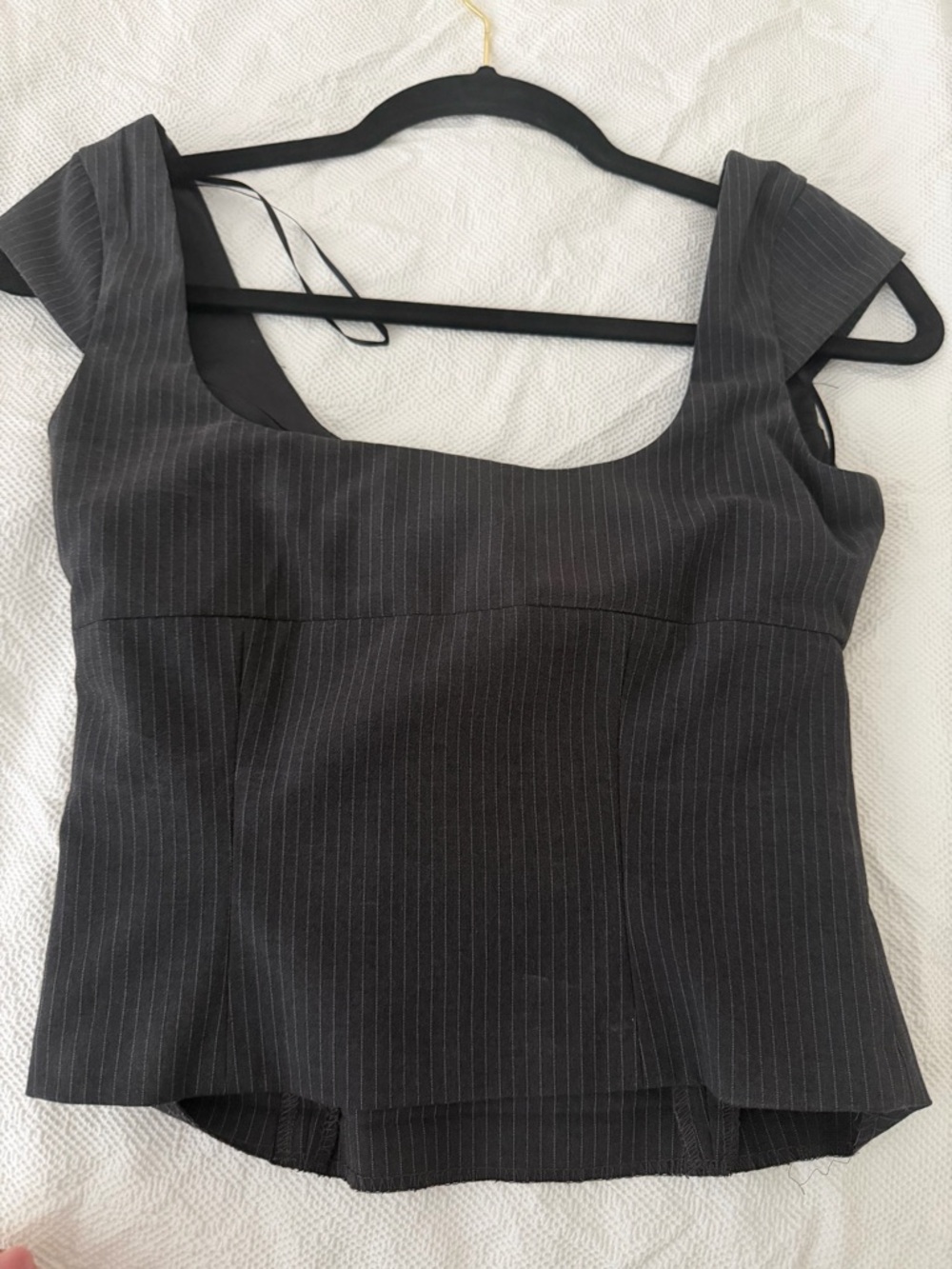 H&M Black Pinstripe Square-Neck Blouse